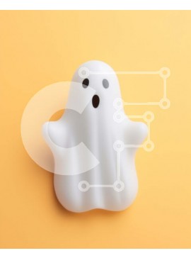 Intra Συλλεκτικό Ξύλινο Παζλ Plywood  4mm - Άσπρο ειδώλιο φάντασμα σε πορτοκαλί φόντο Σε Ξύλινο Κουτί - Διαστάσεις Puzzle: 10x10 cm – 25 κομμάτια