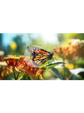 Intra Συλλεκτικό Ξύλινο Παζλ Plywood  4mm - Πεταλούδα Monarch που στηρίζεται σε πορτοκαλί λουλούδι Σε Ξύλινο Κουτί - Διαστάσεις: 10x10 cm – 25 κομμάτια