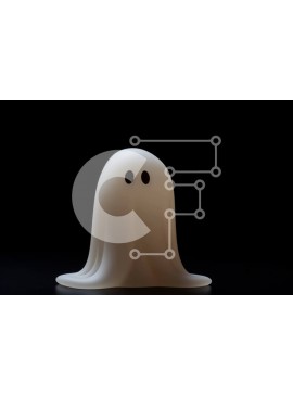 Intra Συλλεκτικό Ξύλινο Παζλ Plywood  4mm - Στολίδι με λάμπα φωτός σε σχήμα φαντάσματος σε μαύρο φόντο Σε Ξύλινο Κουτί - Διαστάσεις Puzzle: 10x10 cm – 25 κομμάτια