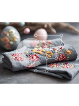 Intra Συλλεκτικό Ξύλινο Παζλ Plywood  4mm - Τραπεζάκι με θέμα το Πάσχα με πετσέτες και πολύχρωμα αυγά Σε Ξύλινο Κουτί - Διαστάσεις Puzzle: 10x10 cm – 25 κομμάτια