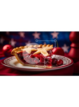 Σετ των 2 Intra Συλλεκτικό Ξύλινο Παζλ Plywood  4mm - Κερασόπιτα με αμερικανική σημαία Σε Ξύλινο Κουτί - Διαστάσεις: 10x10 cm – 25 κομμάτια