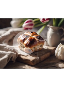 Σετ των 2 Intra Συλλεκτικό Ξύλινο Παζλ Plywood  4mm - Ζεστή και άνετη σκηνή με ψωμί και τουλίπες Σε Ξύλινο Κουτί - Διαστάσεις: 10x10 cm – 25 κομμάτια