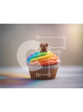 Σετ των 2 Intra Συλλεκτικό Ξύλινο Παζλ Plywood  4mm - Νόστιμο Cupcake Rainbow με χαριτωμένο κάλυμμα σκύλου Σε Ξύλινο Κουτί - Διαστάσεις: 10x10 cm – 25 κομμάτια