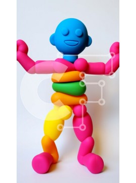 Intra Συλλεκτικό Ξύλινο Παζλ Plywood  4mm - Πολύχρωμη φιγούρα παιχνιδιού με απλωμένα χέρια Σε Ξύλινο Κουτί - Διαστάσεις Puzzle: 10x10 cm – 25 κομμάτια