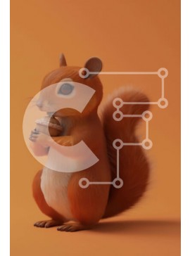 Σετ των 2 Intra Συλλεκτικό Ξύλινο Παζλ Plywood  4mm - Σκίουρος κινουμένων σχεδίων που κάθεται σε πορτοκαλί φόντο Σε Ξύλινο Κουτί - Διαστάσεις: 10x10 cm – 25 κομμάτια