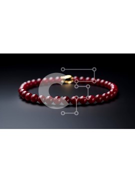 Σετ των 2 Intra Συλλεκτικό Ξύλινο Παζλ Plywood  4mm - Κόκκινο βραχιόλι με χάντρες με χρυσό κούμπωμα σε μαύρο φόντο Σε Ξύλινο Κουτί - Διαστάσεις: 10x10 cm – 25 κομμάτια