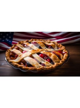 Σετ των 2 Intra Συλλεκτικό Ξύλινο Παζλ Plywood  4mm - Πίτα Αμερικανικής Σημαίας με Καφασωτό και Ποικιλία Φρούτων Σε Ξύλινο Κουτί - Διαστάσεις: 10x10 cm – 25 κομμάτια