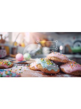 Σετ των 2 Intra Συλλεκτικό Ξύλινο Παζλ Plywood  4mm - Πολύχρωμα μπισκότα πασπαλίζουμε σε ξύλινο ξύλο κοπής με πασχαλινά αυγά Σε Ξύλινο Κουτί - Διαστάσεις: 10x10 cm – 25 κομμάτια