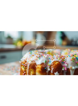 Σετ των 2 Intra Συλλεκτικό Ξύλινο Παζλ Plywood  4mm - Πολύχρωμο Sprinkle Bundt Cake σε ξύλινο τραπέζι Σε Ξύλινο Κουτί - Διαστάσεις: 10x10 cm – 25 κομμάτια