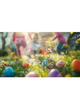 Intra Συλλεκτικό Ξύλινο Παζλ Plywood  4mm - Παιδιά που παίζουν με τα αυγά του Πάσχα στο γρασίδι Σε Ξύλινο Κουτί - Διαστάσεις Puzzle: 10x10 cm – 25 κομμάτια