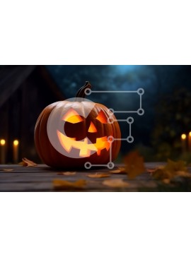 Intra Συλλεκτικό Ξύλινο Παζλ Plywood  4mm - Φωτισμένη κολοκύθα για αποκριάτικη διακόσμηση Σε Ξύλινο Κουτί - Διαστάσεις Puzzle: 10x10 cm – 25 κομμάτια