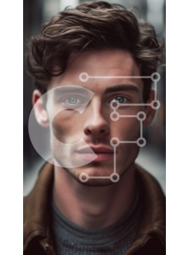 Intra Συλλεκτικό Ξύλινο Παζλ Plywood  4mm - Πορτρέτο ενός νεαρού άνδρα με καστανά μαλλιά και μπλε μάτια Σε Ξύλινο Κουτί - Διαστάσεις Puzzle: 10x10 cm – 25 κομμάτια