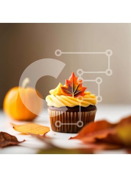 Σετ των 2 Intra Συλλεκτικό Ξύλινο Παζλ Plywood  4mm - Λαχταριστό cupcake με φθινοπωρινή αίσθηση Σε Ξύλινο Κουτί - Διαστάσεις: 10x10 cm – 25 κομμάτια