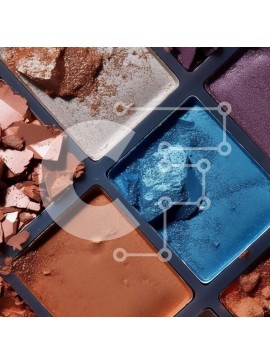 Σετ των 2 Intra Συλλεκτικό Ξύλινο Παζλ Plywood  4mm - Εκπληκτική κοντινή πλάνο μιας παλέτας μακιγιάζ με μπλε, μοβ και χρυσές σκιές ματιών Σε Ξύλινο Κουτί - Διαστάσεις: 10x10 cm – 25 κομμάτια