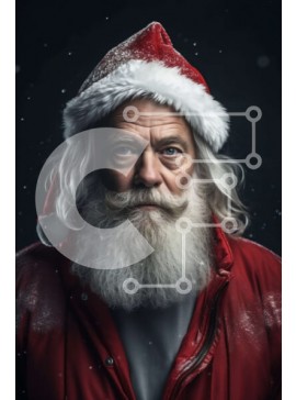 Intra Συλλεκτικό Ξύλινο Παζλ Plywood  4mm - Άγιος Βασίλης - Ηλικιωμένος με κόκκινο κοστούμι με λευκή γενειάδα και μαύρο φόντο Σε Ξύλινο Κουτί - Διαστάσεις Puzzle: 10x10 cm – 25 κομμάτια