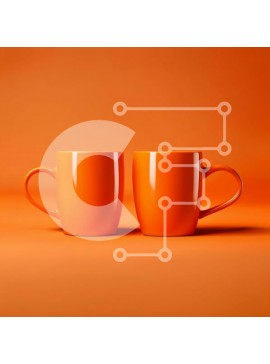 Intra Συλλεκτικό Ξύλινο Παζλ Plywood  4mm - Ζωντανή εικόνα δύο πορτοκαλί κούπες σε συμπαγές πορτοκαλί φόντο Σε Ξύλινο Κουτί - Διαστάσεις Puzzle: 10x10 cm – 25 κομμάτια