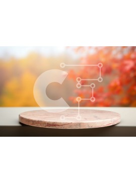Intra Συλλεκτικό Ξύλινο Παζλ Plywood  4mm - Μαρμάρινο επιτραπέζιο με φθινοπωρινά δέντρα στο βάθος Σε Ξύλινο Κουτί - Διαστάσεις: 10x10 cm – 25 κομμάτια