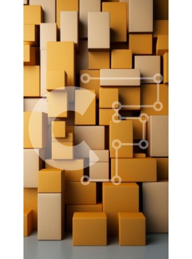 Intra Συλλεκτικό Ξύλινο Παζλ Plywood  4mm - Στοιβαγμένη πυραμίδα από πορτοκαλί χαρτόκουτα Σε Ξύλινο Κουτί - Διαστάσεις Puzzle: 10x10 cm – 25 κομμάτια