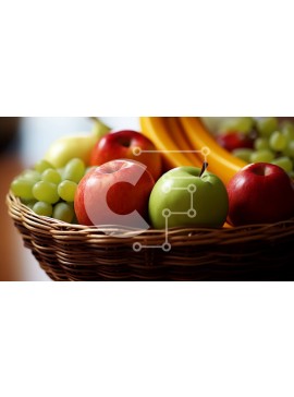 Σετ των 2 Intra Συλλεκτικό Ξύλινο Παζλ Plywood  4mm - Νόστιμα φρέσκα φρούτα σε ένα καλάθι: Μήλα, μπανάνες, σταφύλια και άλλα Σε Ξύλινο Κουτί - Διαστάσεις: 10x10 cm – 25 κομμάτια