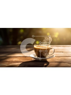 Σετ των 2 Intra Συλλεκτικό Ξύλινο Παζλ Plywood  4mm - Φρεσκοκομμένο φλιτζάνι καφέ με ατμό σε ένα παλιό ξύλινο τραπέζι Σε Ξύλινο Κουτί - Διαστάσεις: 10x10 cm – 25 κομμάτια