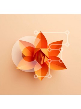 Intra Συλλεκτικό Ξύλινο Παζλ Plywood  4mm - Πορτοκαλί Origami από χαρτί Lotus Flower Σε Ξύλινο Κουτί - Διαστάσεις Puzzle: 10x10 cm – 25 κομμάτια