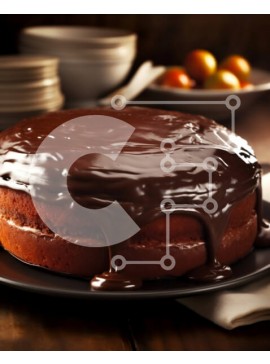 Σετ των 2 Intra Συλλεκτικό Ξύλινο Παζλ Plywood  4mm - Λαχταριστό κέικ σοκολάτας με γλάσο σοκολάτας σε μαύρο πιάτο Σε Ξύλινο Κουτί - Διαστάσεις: 10x10 cm – 25 κομμάτια