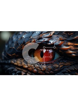 Intra Συλλεκτικό Ξύλινο Παζλ Plywood  4mm - Λεπτομερής κοντινό πλάνο του Dragon's Eye με κόκκινη ίριδα και μαύρο σκληρό χιτώνα Σε Ξύλινο Κουτί - Διαστάσεις: 10x10 cm – 25 κομμάτια