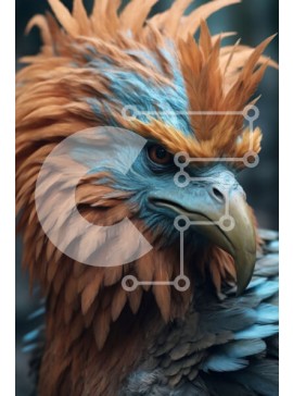 Σετ των 2 Intra Συλλεκτικό Ξύλινο Παζλ Plywood  4mm - Εκπληκτική κοντινή πλάνο του κεφαλιού του πουλιού με τα ζωντανά φτερά Σε Ξύλινο Κουτί - Διαστάσεις: 10x10 cm – 25 κομμάτια