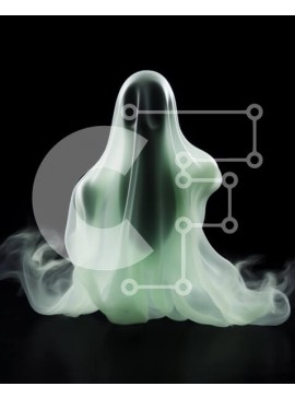 Intra Συλλεκτικό Ξύλινο Παζλ Plywood  4mm - Αντικείμενο σε σχήμα φαντάσματος σε μαύρο φόντο Σε Ξύλινο Κουτί - Διαστάσεις Puzzle: 10x10 cm – 25 κομμάτια