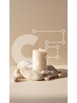 Intra Συλλεκτικό Ξύλινο Παζλ Plywood  4mm - Όμορφη εικόνα ενός λευκού κεριού σε μια βραχώδη επιφάνεια με βότσαλα Σε Ξύλινο Κουτί - Διαστάσεις: 10x10 cm – 25 κομμάτια