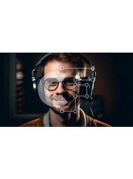 Intra Συλλεκτικό Ξύλινο Παζλ Plywood  4mm - Πορτρέτο ενός χαμογελαστού άνδρα που φορά ακουστικά και δερμάτινο μπουφάν Σε Ξύλινο Κουτί - Διαστάσεις Puzzle: 10x10 cm – 25 κομμάτια