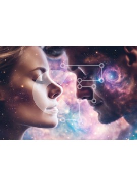 Intra Συλλεκτικό Ξύλινο Παζλ Plywood  4mm - Ρομαντικό ζευγάρι σε αφηρημένο φόντο γαλαξία Σε Ξύλινο Κουτί - Διαστάσεις Puzzle: 10x10 cm – 25 κομμάτια