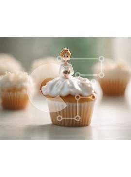 Σετ των 2 Intra Συλλεκτικό Ξύλινο Παζλ Plywood  4mm - Ειδώλιο νύφης σε cupcakes για τη γαμήλια γιορτή Σε Ξύλινο Κουτί - Διαστάσεις: 10x10 cm – 25 κομμάτια