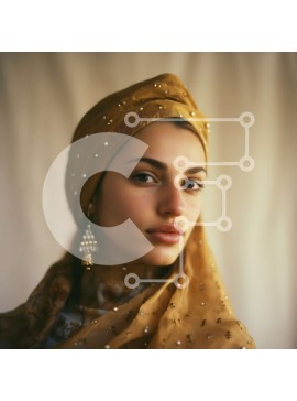 Intra Συλλεκτικό Ξύλινο Παζλ Plywood  4mm - Πορτρέτο μιας γυναίκας με κίτρινη μαντίλα και χρυσά κοσμήματα Σε Ξύλινο Κουτί - Διαστάσεις Puzzle: 10x10 cm – 25 κομμάτια