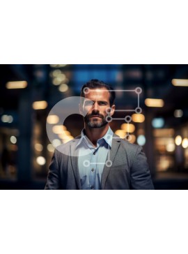 Intra Συλλεκτικό Ξύλινο Παζλ Plywood  4mm - Σοβαρός άνδρας με κοστούμι στο City Street τη νύχτα Σε Ξύλινο Κουτί - Διαστάσεις Puzzle: 10x10 cm – 25 κομμάτια