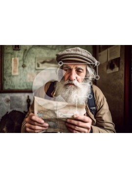 Intra Συλλεκτικό Ξύλινο Παζλ Plywood  4mm - Άνδρας που μελετά χάρτη σε δωμάτιο με χαμηλό φωτισμό Σε Ξύλινο Κουτί - Διαστάσεις Puzzle: 10x10 cm – 25 κομμάτια