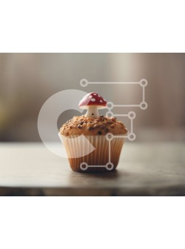 Σετ των 2 Intra Συλλεκτικό Ξύλινο Παζλ Plywood  4mm - Μικρό Cupcake με μανιτάρια στο τραπέζι Σε Ξύλινο Κουτί - Διαστάσεις: 10x10 cm – 25 κομμάτια