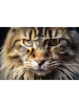 Σετ των 2 Intra Συλλεκτικό Ξύλινο Παζλ Plywood  4mm - Εκπληκτική φωτογραφία από κοντά του προσώπου μιας γάτας Σιβηρίας με έντονα κίτρινα μάτια Σε Ξύλινο Κουτί - Διαστάσεις: 10x10 cm – 25 κομμάτια