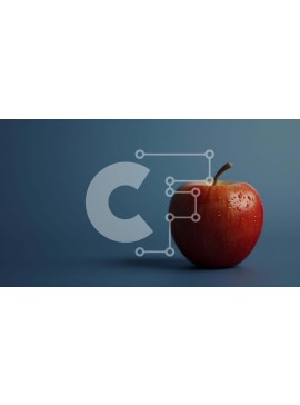 Σετ των 2 Intra Συλλεκτικό Ξύλινο Παζλ Plywood  4mm - Ενιαίο κόκκινο μήλο σε αφηρημένο μπλε φόντο Σε Ξύλινο Κουτί - Διαστάσεις: 10x10 cm – 25 κομμάτια