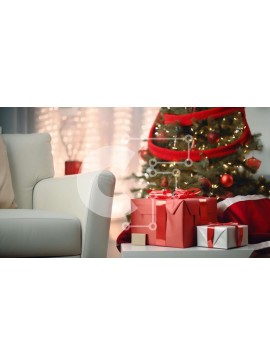 Intra Συλλεκτικό Ξύλινο Παζλ Plywood  4mm - Εορταστικό Σαλόνι Διακοσμημένο για τις Γιορτές Σε Ξύλινο Κουτί - Διαστάσεις Puzzle: 10x10 cm – 25 κομμάτια