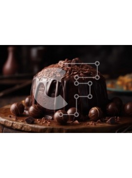 Σετ των 2 Intra Συλλεκτικό Ξύλινο Παζλ Plywood  4mm - Decadent κέικ σοκολάτας με σοκολατένιο μπαλάκι και σοκολατένιες μπάλες σε ξύλινη σανίδα Σε Ξύλινο Κουτί - Διαστάσεις: 10x10 cm – 25 κομμάτια