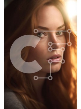 Intra Συλλεκτικό Ξύλινο Παζλ Plywood  4mm - Σοβαρό πορτρέτο μιας γυναίκας με κόκκινα μαλλιά και πράσινα μάτια Σε Ξύλινο Κουτί - Διαστάσεις Puzzle: 10x10 cm – 25 κομμάτια