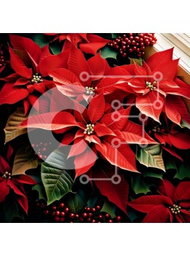 Intra Συλλεκτικό Ξύλινο Παζλ Plywood  4mm - Όμορφη κοντινή λήψη ενός κόκκινου φυτού Poinsettia Σε Ξύλινο Κουτί - Διαστάσεις: 10x10 cm – 25 κομμάτια