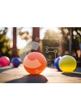 Intra Συλλεκτικό Ξύλινο Παζλ Plywood  4mm - Πολύχρωμα μπαλόνια σε ξύλινο κατάστρωμα με αντανάκλαση του ηλιακού φωτός Σε Ξύλινο Κουτί - Διαστάσεις: 10x10 cm – 25 κομμάτια