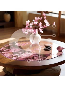 Intra Συλλεκτικό Ξύλινο Παζλ Plywood  4mm - Τραπεζάκι σαλονιού γυάλινο με ροζ λουλούδια μπροστά από το τζάκι Σε Ξύλινο Κουτί - Διαστάσεις Puzzle: 10x10 cm – 25 κομμάτια