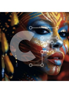 Σετ των 2 Intra Συλλεκτικό Ξύλινο Παζλ Plywood  4mm - Γαλήνια γυναίκα με ζωηρόχρωμη ζωγραφική προσώπου και κεφαλή με φτερά Σε Ξύλινο Κουτί - Διαστάσεις: 10x10 cm – 25 κομμάτια