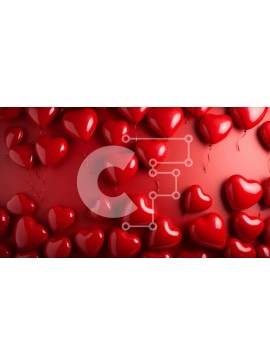 Intra Συλλεκτικό Ξύλινο Παζλ Plywood  4mm - Μπαλόνια κόκκινων καρδιών σε φόντο Σε Ξύλινο Κουτί - Διαστάσεις Puzzle: 10x10 cm – 25 κομμάτια