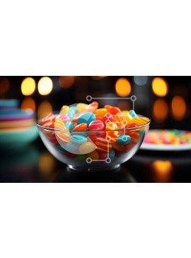 Σετ των 2 Intra Συλλεκτικό Ξύλινο Παζλ Plywood  4mm - Πολύχρωμη ποικιλία καραμέλας σε ένα μπολ Σε Ξύλινο Κουτί - Διαστάσεις: 10x10 cm – 25 κομμάτια