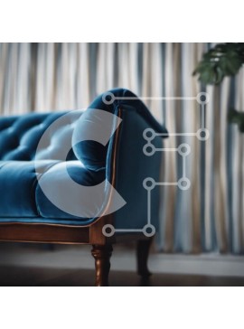 Intra Συλλεκτικό Ξύλινο Παζλ Plywood  4mm - Μπλε βελούδινο καναπές με ξύλινα πόδια και μπράτσα Σε Ξύλινο Κουτί - Διαστάσεις Puzzle: 10x10 cm – 25 κομμάτια