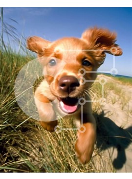 Σετ των 2 Intra Συλλεκτικό Ξύλινο Παζλ Plywood  4mm - Ευτυχισμένος καφέ σκύλος που τρέχει στην παραλία Σε Ξύλινο Κουτί - Διαστάσεις: 10x10 cm – 25 κομμάτια